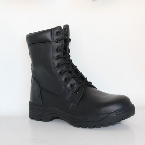 Czarne wojskowe buty bojowe ze skóry licowej